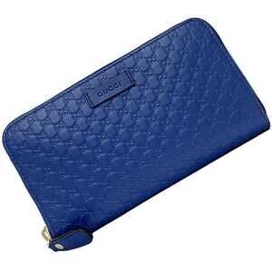 Gucci Zip Around Long Wallet Navy Blue Microsienna Leather GG